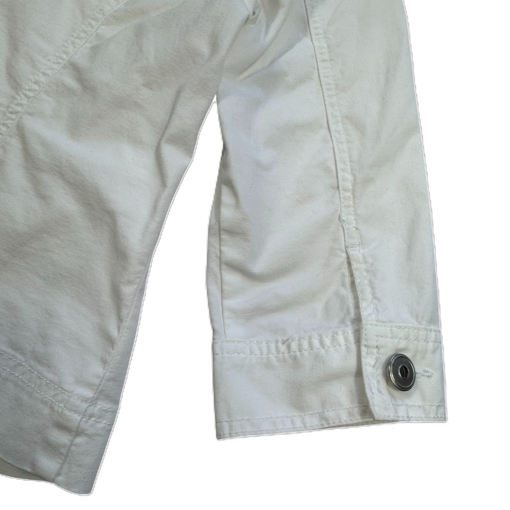 Baccini White Grommet Jacket‎ Womens Petite Medium PM Cotton Stretch Lightweight - Picture 6 of 13